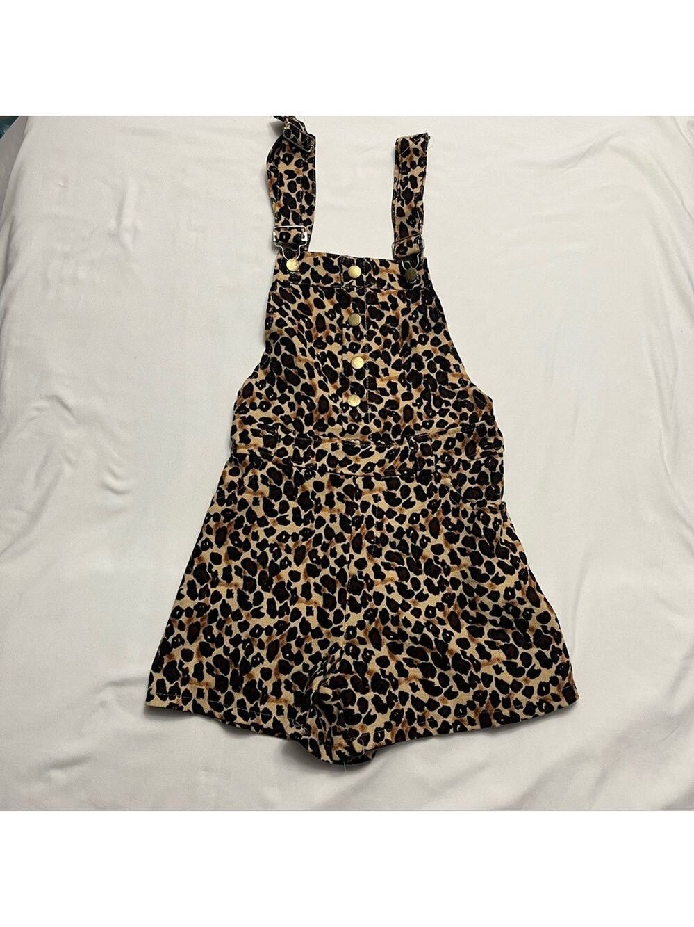 3/ $20 Leopard Print Overall Romper Shortalls Petite XS-S